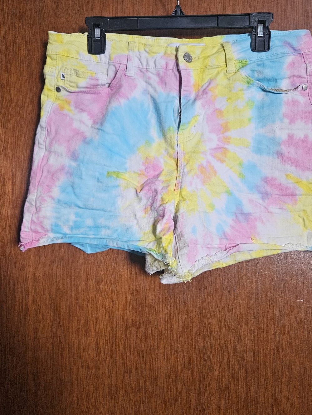 Judy Blue Tie-Dye High-Rise Denim Shorts - Pink Blue Yellow